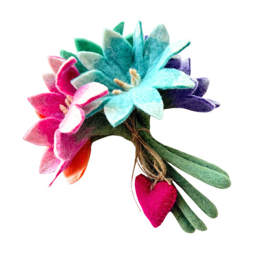 PACK OF 10 -  Handmade Felt Flower Spring Light-Kissed Petals