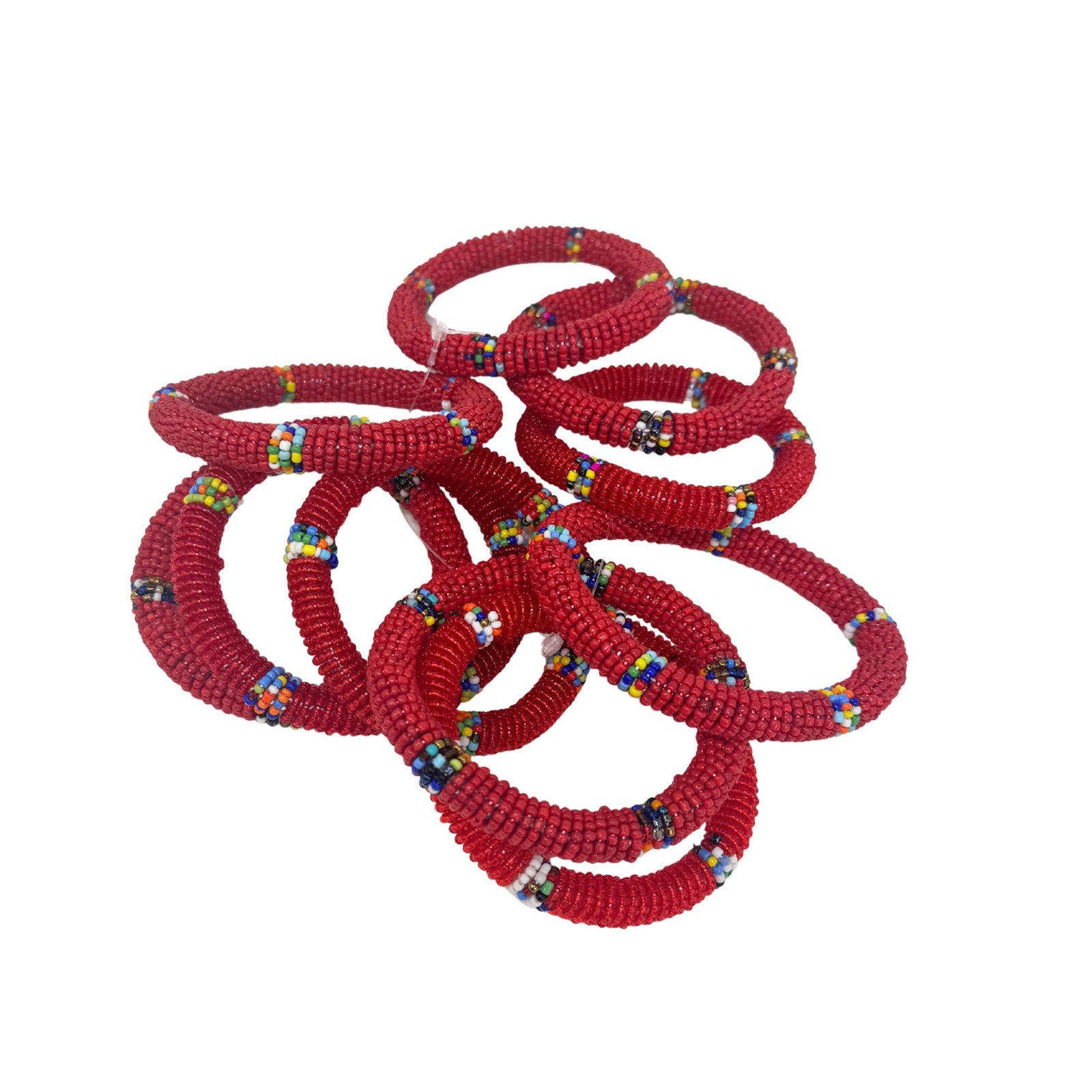 Maasai Bead Bangles, Set of 10 Mixed