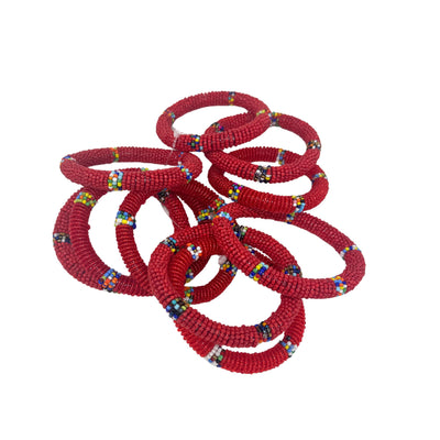 Maasai Bead Bangles, Set of 10 Mixed