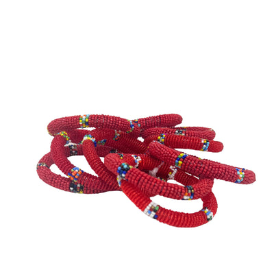 Maasai Bead Bangles, Set of 10 Mixed