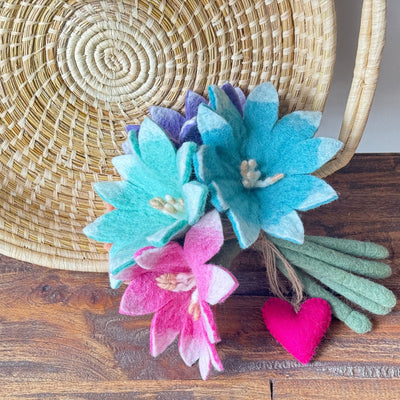 PACK OF 10 -  Handmade Felt Flower Spring Light-Kissed Petals