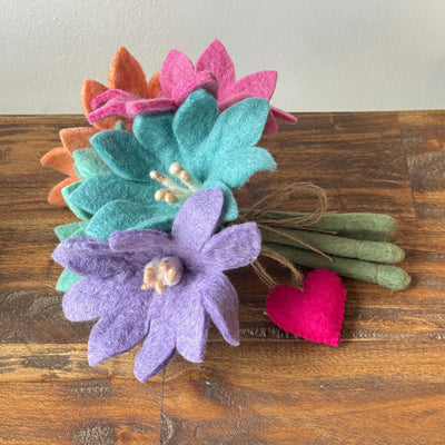 PACK OF 10 - Handmade Felt Flower Spring Maya Bouquet