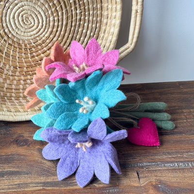 PACK OF 10 - Handmade Felt Flower Spring Maya Bouquet