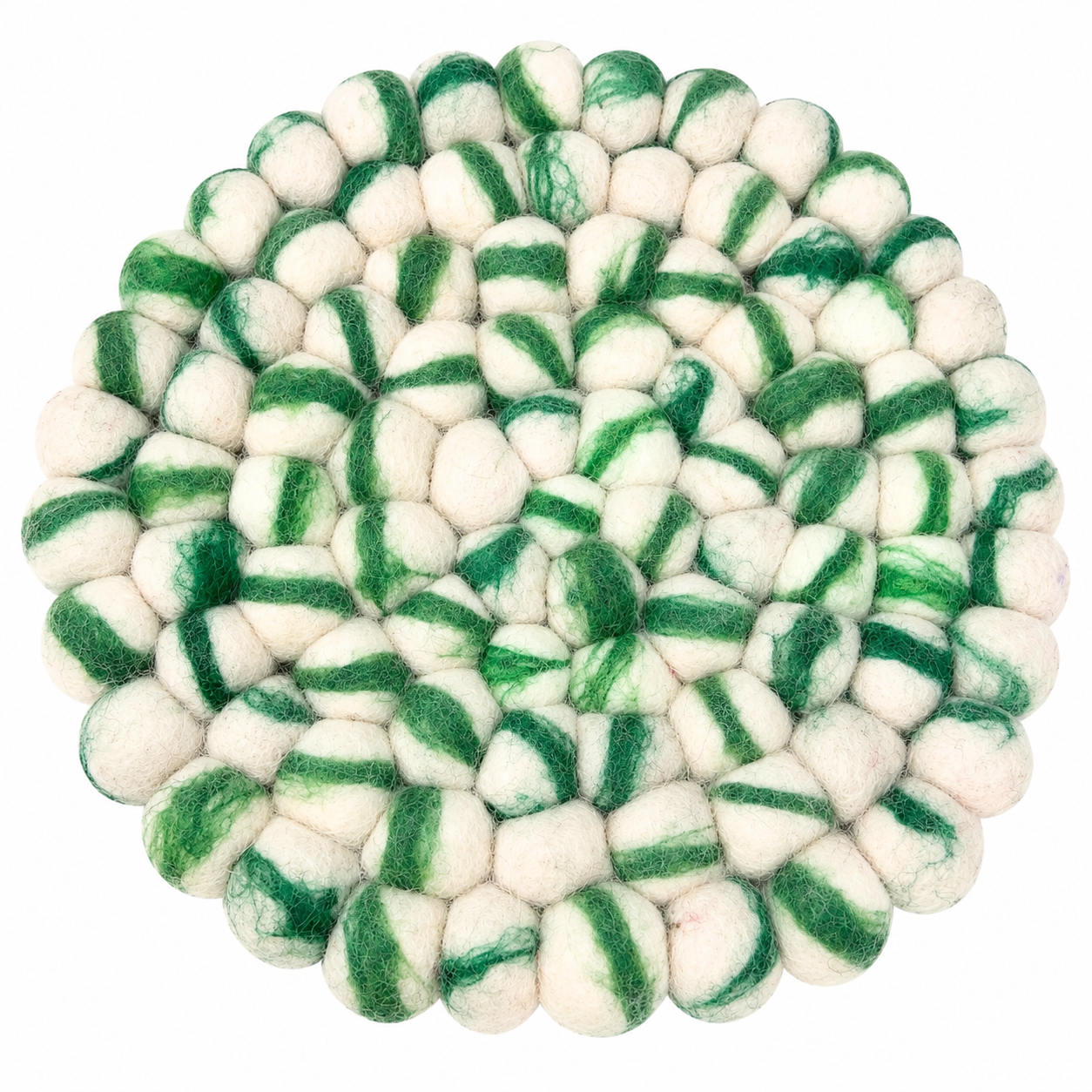 Felt Ball Trivet: Round,  Peppermint Spearmint Trivet