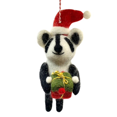 Racoon with Christmas Gift Felt Ornament