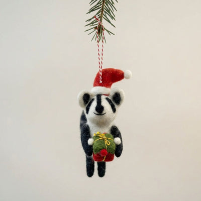 Racoon with Christmas Gift Felt Ornament