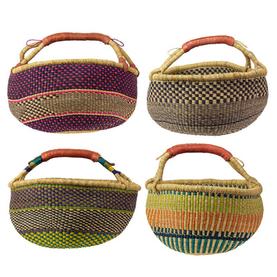 PACK 2 Bolga Market Basket, Large - Mixed Colors