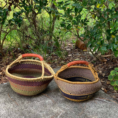 PACK 2 Bolga Market Basket, Large - Mixed Colors