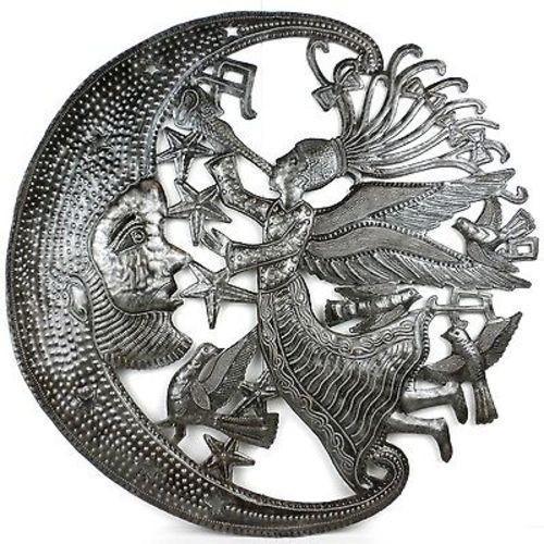 2nds - Celestial Angel & Moon Haitian Steel Drum Wall Art, 24