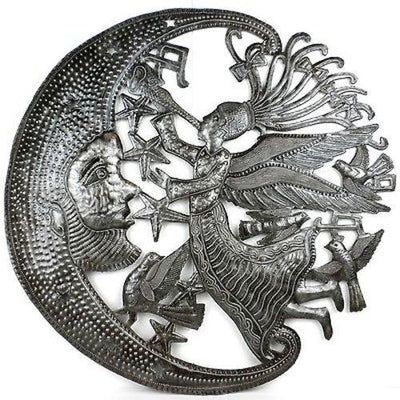 2nds - Celestial Angel & Moon Haitian Steel Drum Wall Art, 24