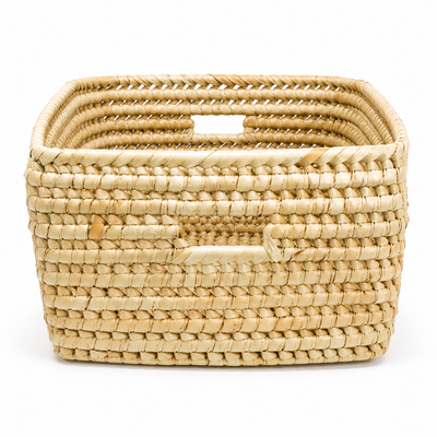 Kenya - Handles + Lidded Rectangular Organizer Basket