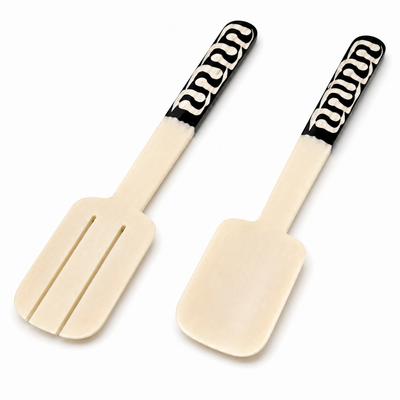 Handmade Kenyan Batik Bone Salad Servers, 12-Inch