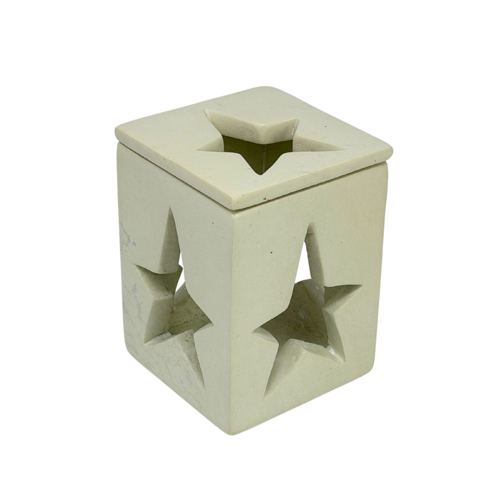 Hand-Carved Soapstone Star Cutout Tealight Box