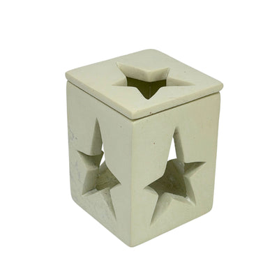 Hand-Carved Soapstone Star Cutout Tealight Box