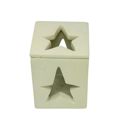 Hand-Carved Soapstone Star Cutout Tealight Box