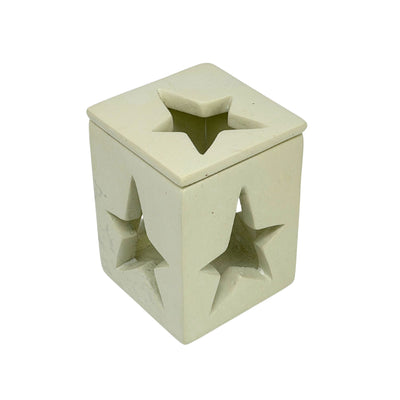 Hand-Carved Soapstone Star Cutout Tealight Box