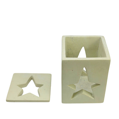 Hand-Carved Soapstone Star Cutout Tealight Box