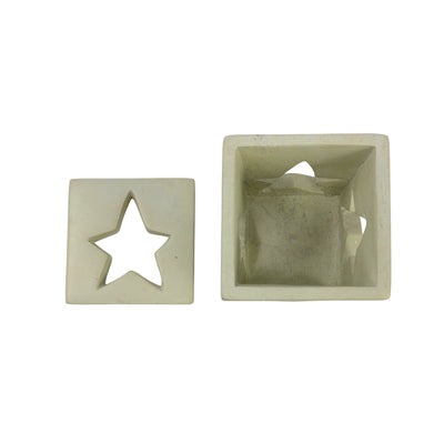 Hand-Carved Soapstone Star Cutout Tealight Box