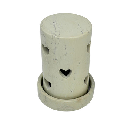 Hand-Carved  Soapstone Heart Tealight Holder with Secret Giraffe Carving
