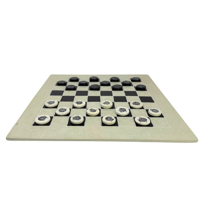 Soapstone Hand-Carved Checker Set with Decorative Fish