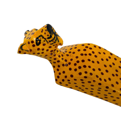 Carved Kenya Jacaranda Wood Door Stopper - Cheetah