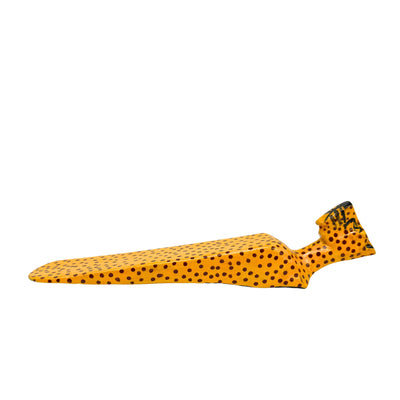 Carved Kenya Jacaranda Wood Door Stopper - Cheetah