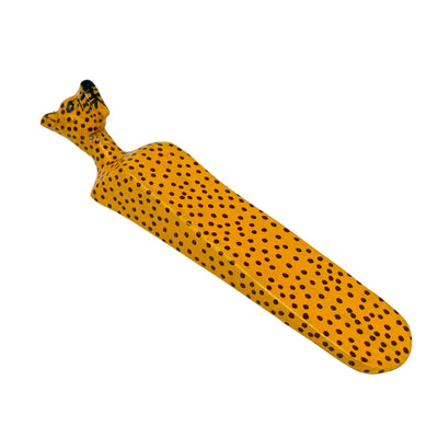 Carved Kenya Jacaranda Wood Door Stopper - Cheetah
