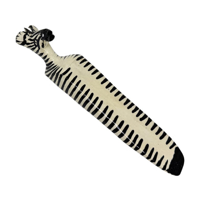 Carved Kenya Jacaranda Wood Door Stopper - Zebra