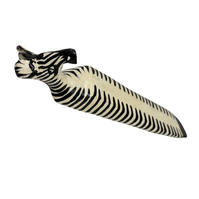 Carved Kenya Jacaranda Wood Door Stopper - Zebra