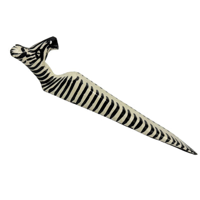 Carved Kenya Jacaranda Wood Door Stopper - Zebra
