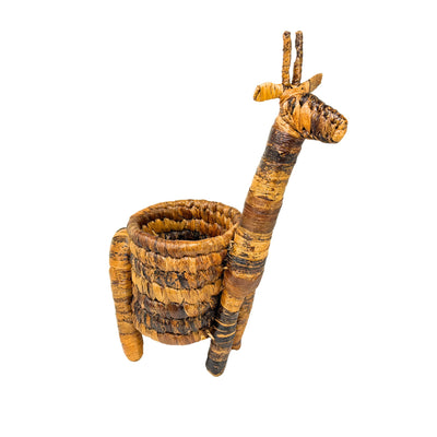 Handcrafted Banana Fiber Safari Animal Giraffe Basket - Medium
