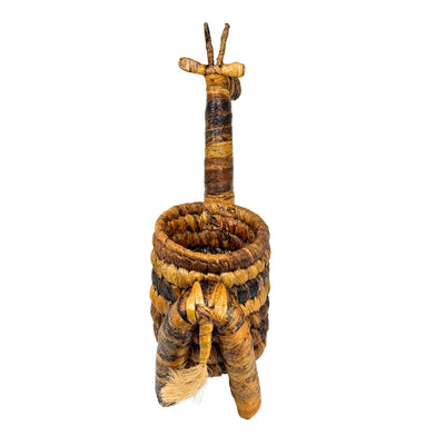 Handcrafted Banana Fiber Safari Animal Giraffe Basket - Medium