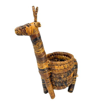 Handcrafted Banana Fiber Safari Animal Giraffe Basket - Medium