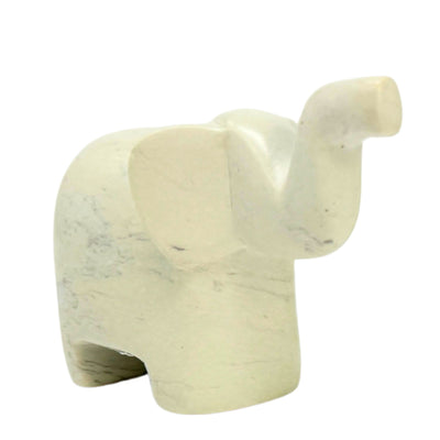 Soapstone Elephant - Trunk Up - Natural Stone