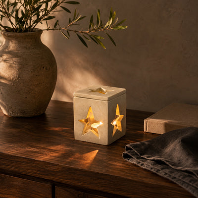 Hand-Carved Soapstone Star Cutout Tealight Box