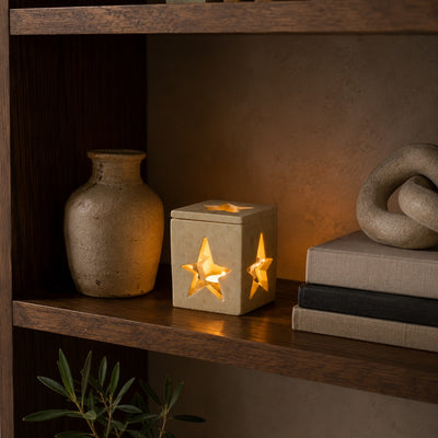 Hand-Carved Soapstone Star Cutout Tealight Box