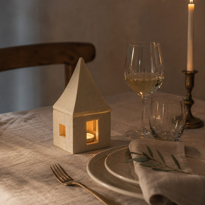 Hand-Carved Soapstone House Tealight Box