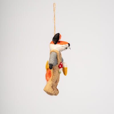 Woodland Fox Mushroom Forager Felt Ornament