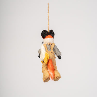 Woodland Fox Mushroom Forager Felt Ornament