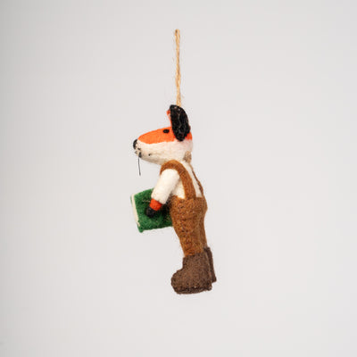 Woodland Fox Book Lover Felt Ornament
