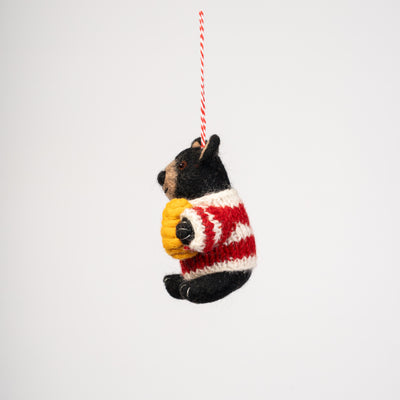 Cozy Bear with Honey Pot Felt Ornament