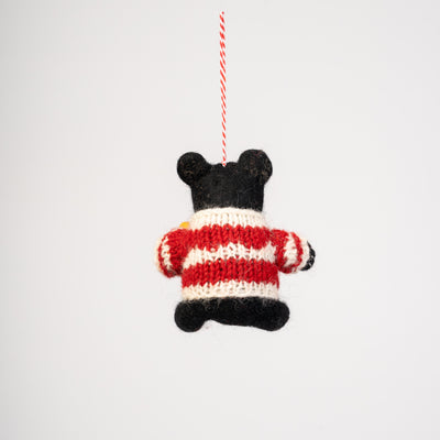 Cozy Bear with Honey Pot Felt Ornament