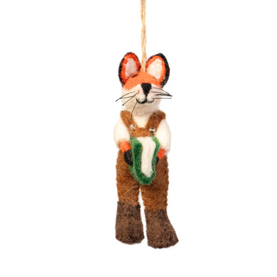 Woodland Fox Book Lover Felt Ornament