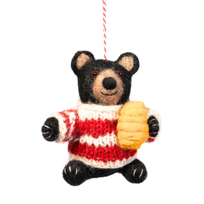 Cozy Bear with Honey Pot Felt Ornament