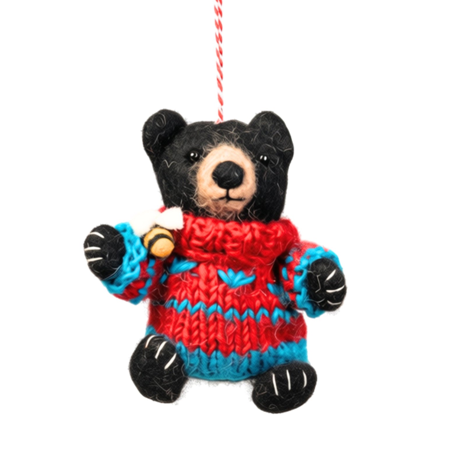 Cozy Honey Bee Bear Felt Ornament