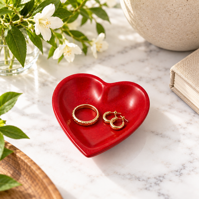 Soapstone Heart Bowl - Small - Red No Design