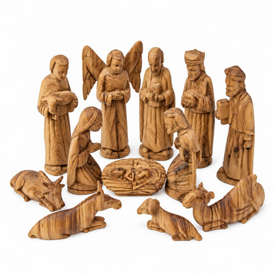 Hand-carved Wood Nativity Set from Kenya, 12 piece set