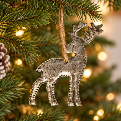 Deer Haitian Metal Drum Ornament