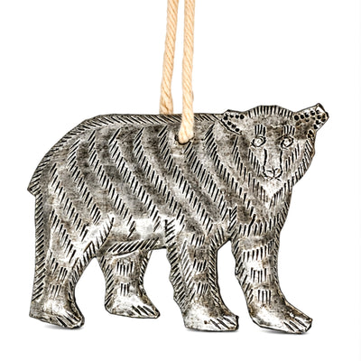 Bear Haitian Metal Drum Ornament