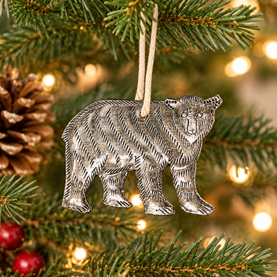 Bear Haitian Metal Drum Ornament